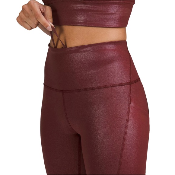 LULULEMON WUNDER TRAIN HIGH-RISE TIGHT WITH POCKETS 25" FOIL - RED MERLOT - Picture 5 of 10